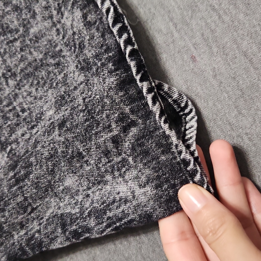 Vintage Acid Wash Black Gray Denim Button Down Collared Babydoll Mini Dress - Picture 14 of 14